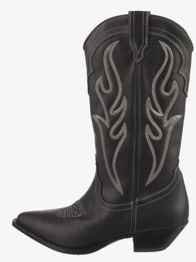 Sonora Cowboy Boots Santa Fe Low Black Sz 39 NIB White Stitching Made In Italy